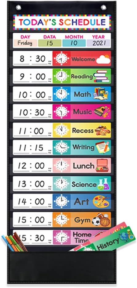 Amzoya educational pocket chart mounted for home use