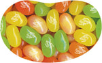 Authentic USA imported Jelly Belly citrus mix candy pouch highlighting the five Sunkist fruit flavors.