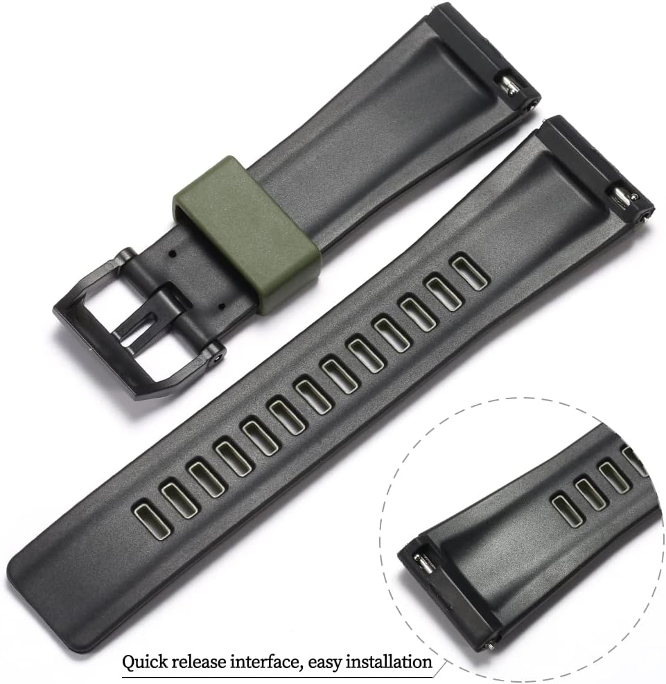 Wristarmor 24mm rubber watch band angled close up