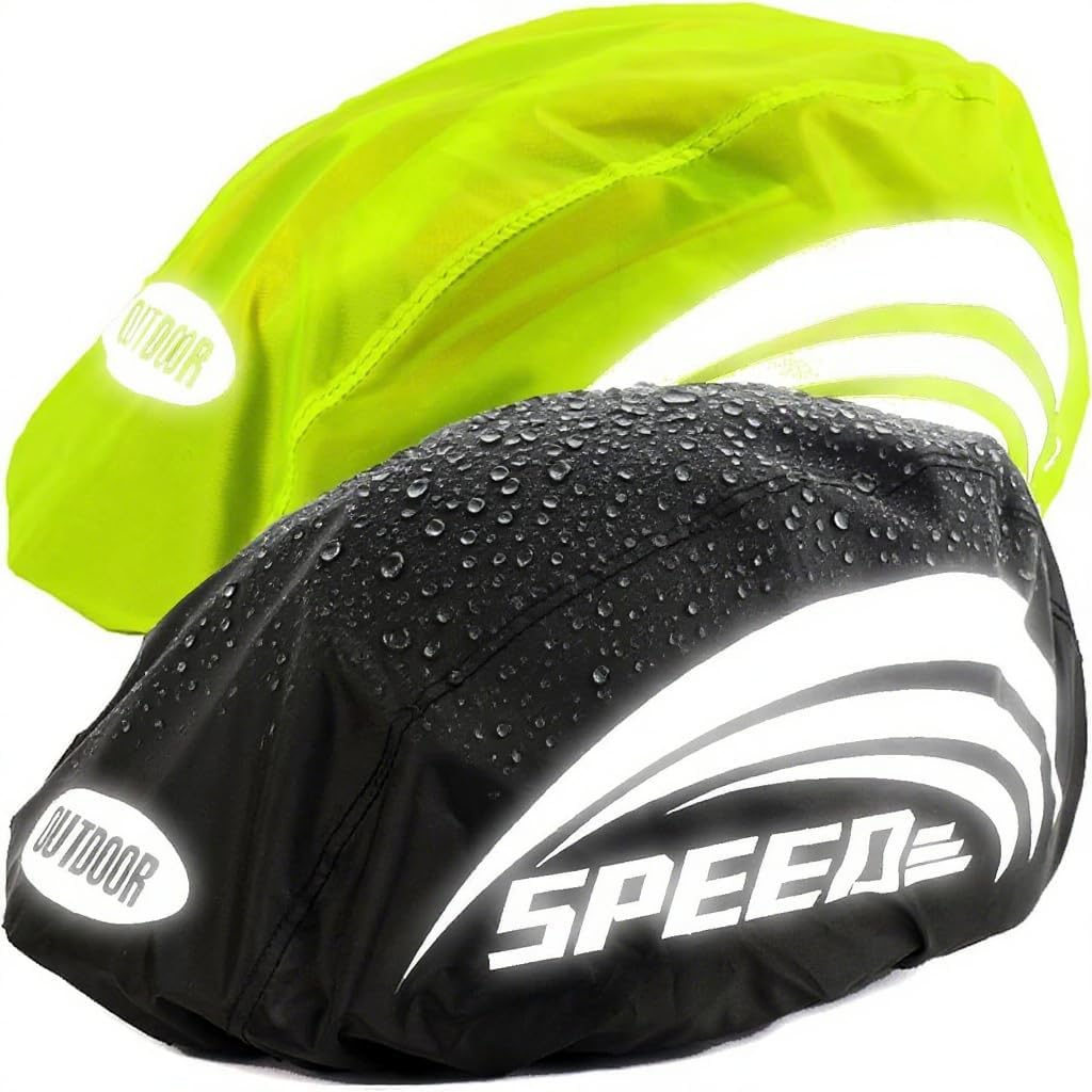 JSAHAH Pack of 2 Bike Helmet Covers front view showing green and black variants.