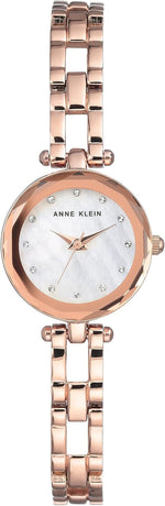 Anne Klein women's open bracelet watch front view showing rose gold finish