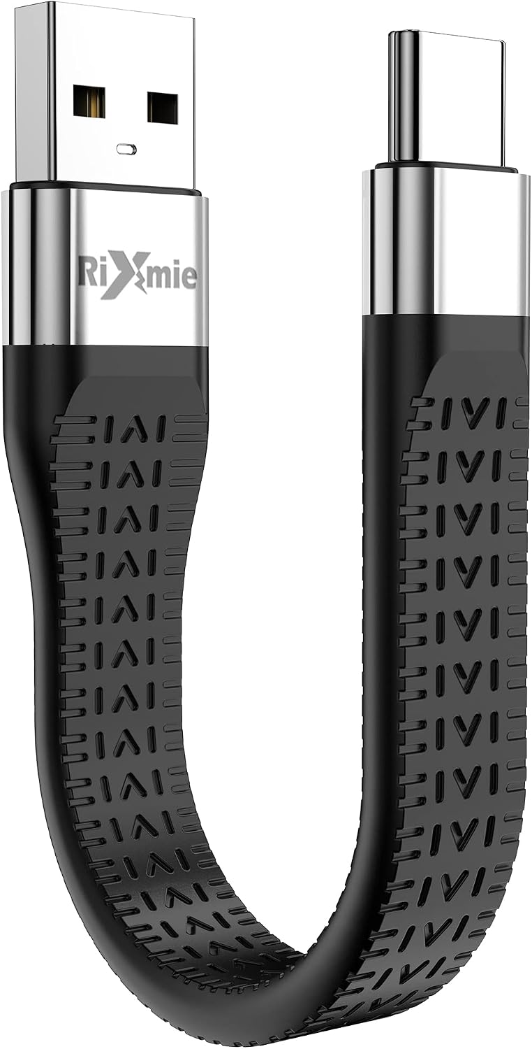 Rixmie short USB cable front view showing connectors