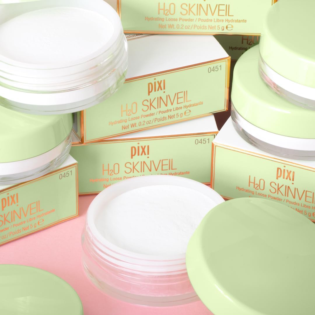 Pixi loose water powder textured swatch on hand for blurring finish