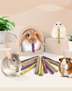 Nutritious timothy hay and oat fiber sticks for rabbit digestive tract wellness.