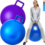 Lewtemi adult bouncing ball set front view showing blue and purple colors with handles.