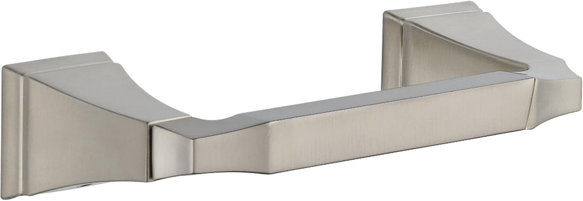 Delta Dryden pivoting toilet paper holder front view stainless steel
