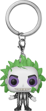 Funko Beetlejuice Pocket Pop keyring attached to metal hardware.