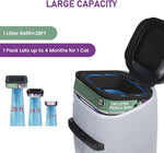 Lisyee cat litter replacement cartridges showing compatibility with standard and extra large pails.