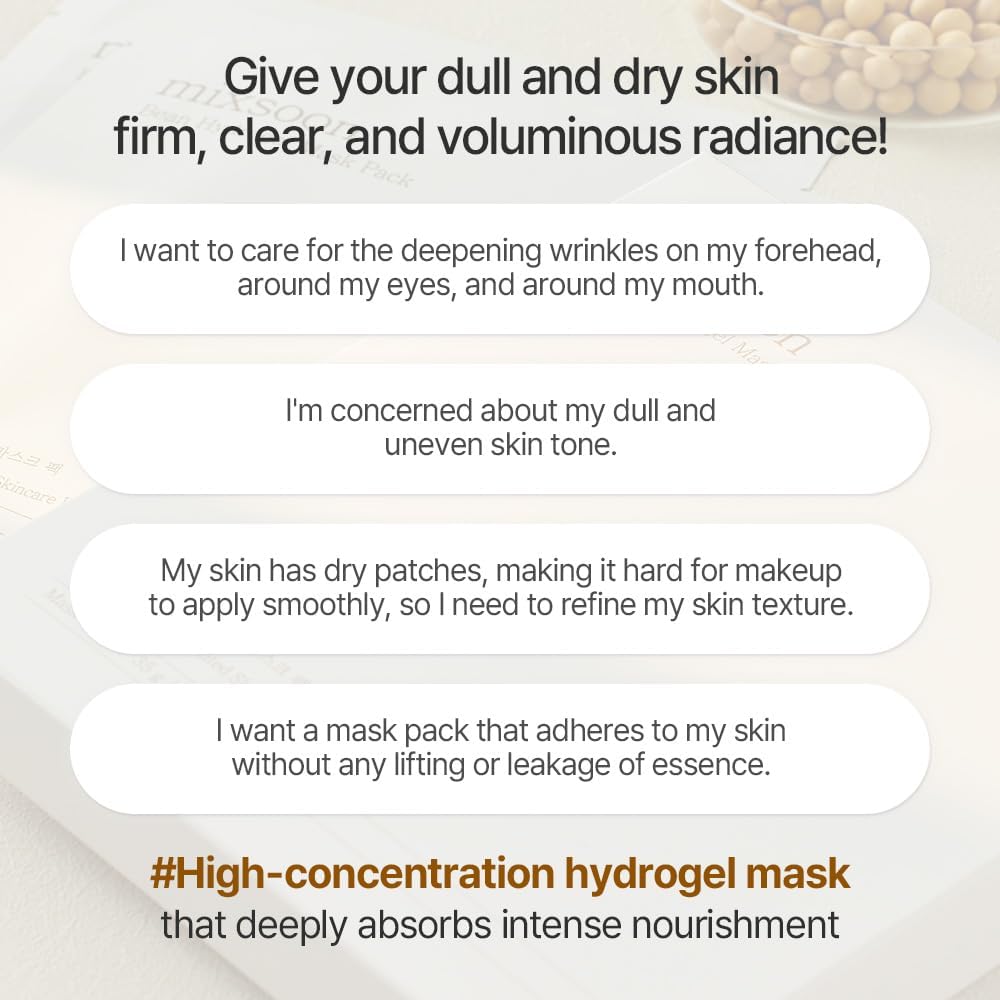 Mixsoon low molecular deep nutrition hydrogel mask for skin radiance