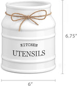 Barnyard Designs rustic glazed ceramic kitchen tool holder side profile