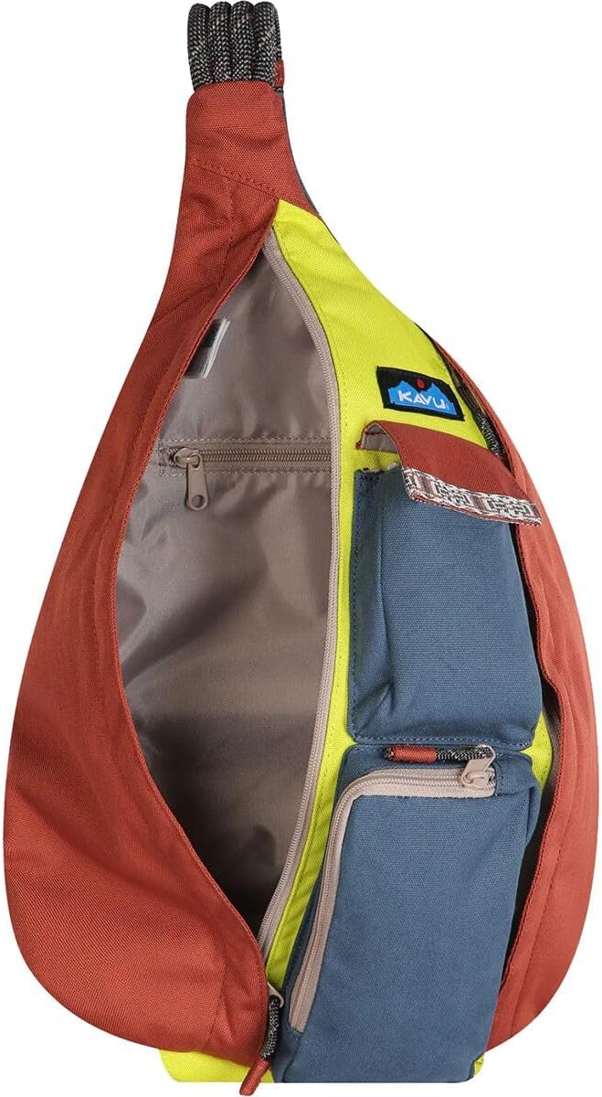 KAVU canvas backpack rear view with external zipper pocket