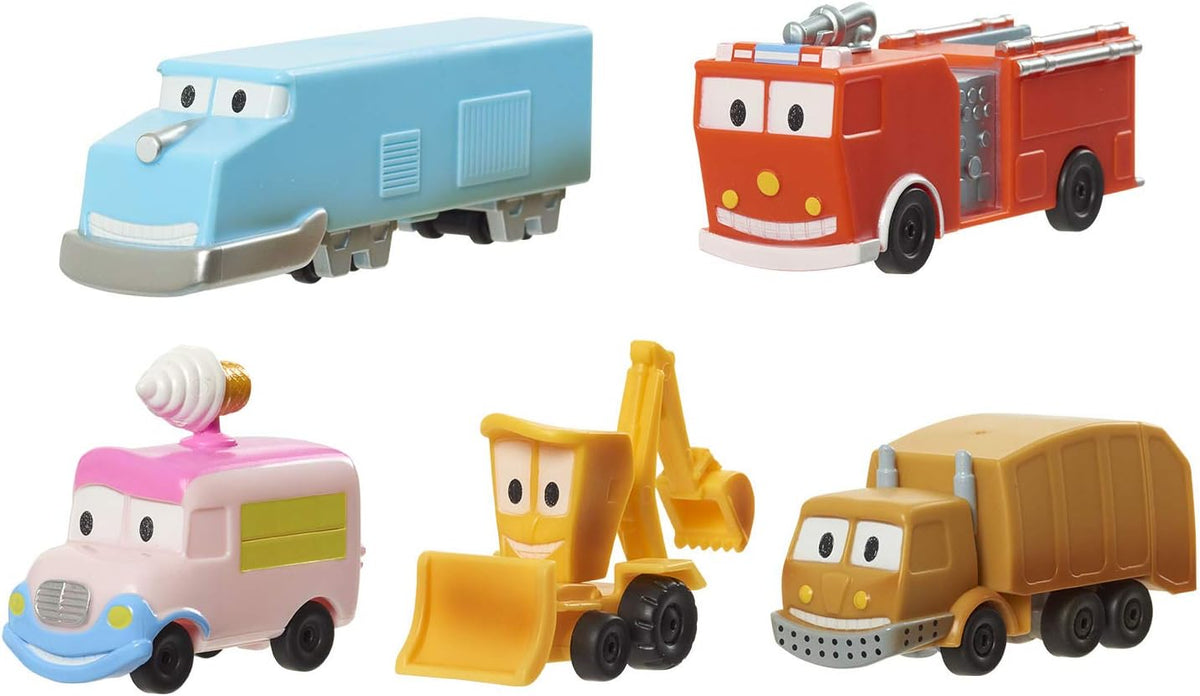 Full set of five Just Play figures displayed together