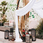 LINXTAR eighteen feet long sheer white drapes setup for an outdoor garden ceremony