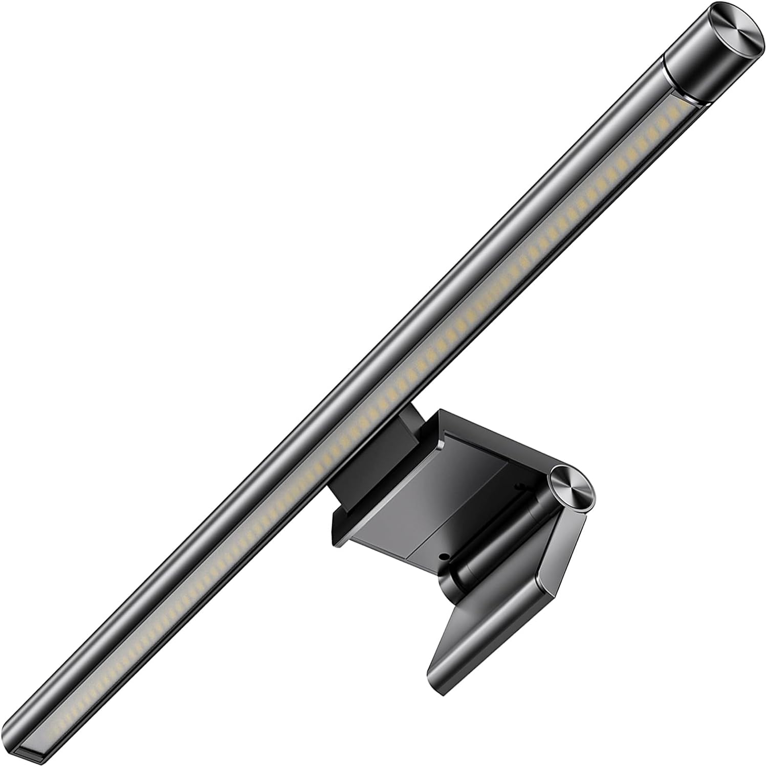Miritz computer screen lamp front view showing sleek aluminum alloy finish mounted on a flat panel monitor