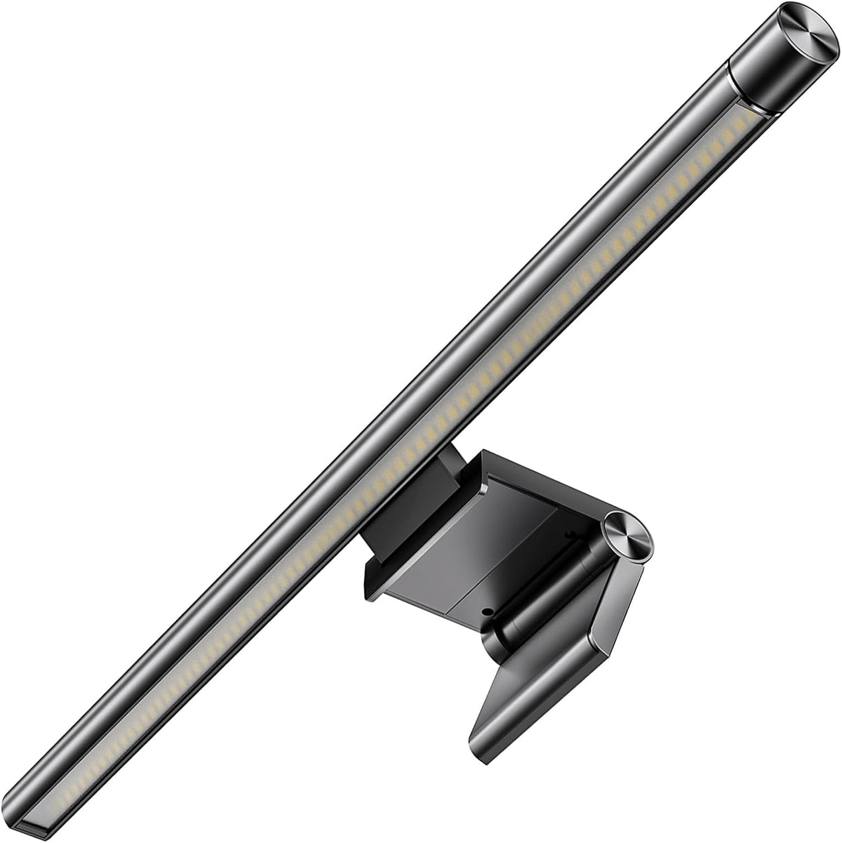 Miritz computer screen lamp front view showing sleek aluminum alloy finish mounted on a flat panel monitor