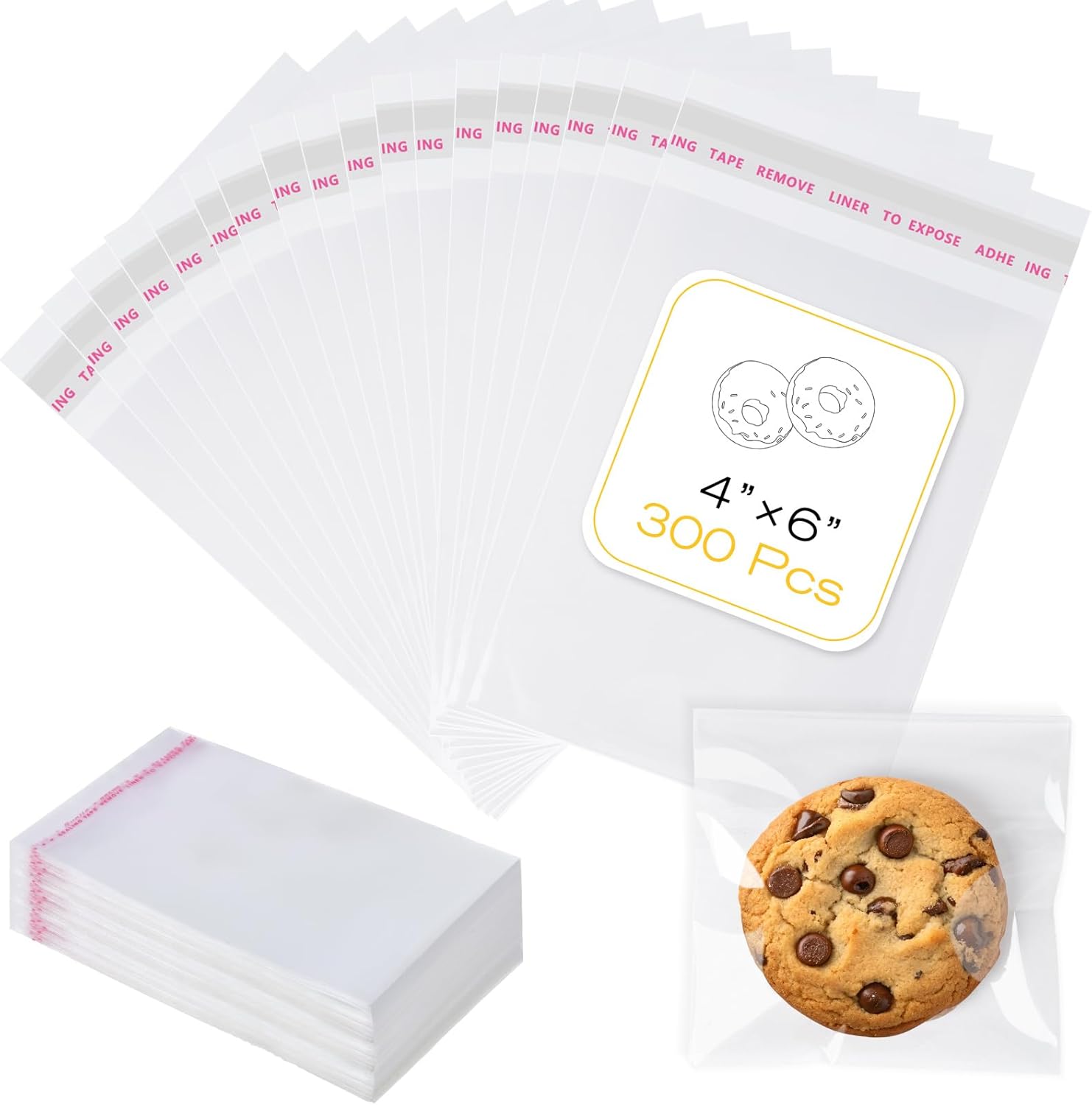 Yuiicaov clear cookie bags front view showing premium transparent packaging pouch.