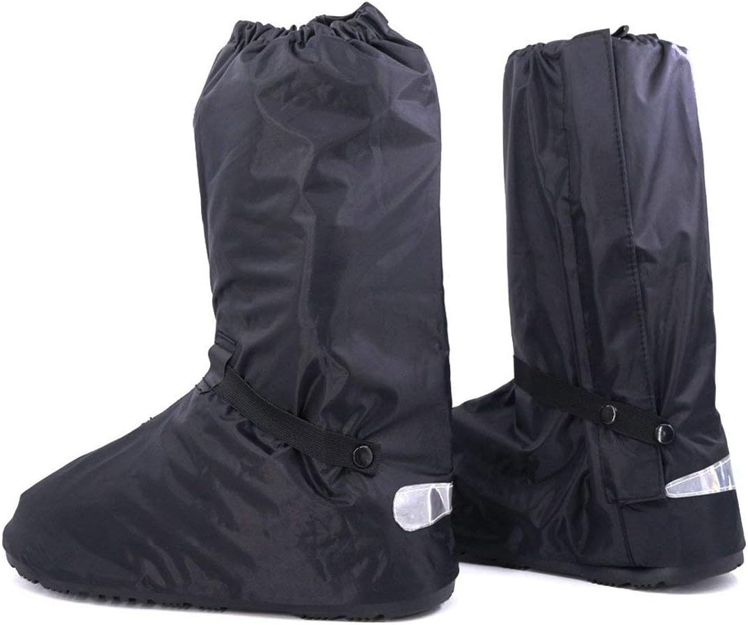 Hilitchi waterproof rain boot covers black front view