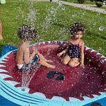 A family dog splashing safely inside the heavy duty thick Polyvinyl Chloride Jasonwell shark wading pool.