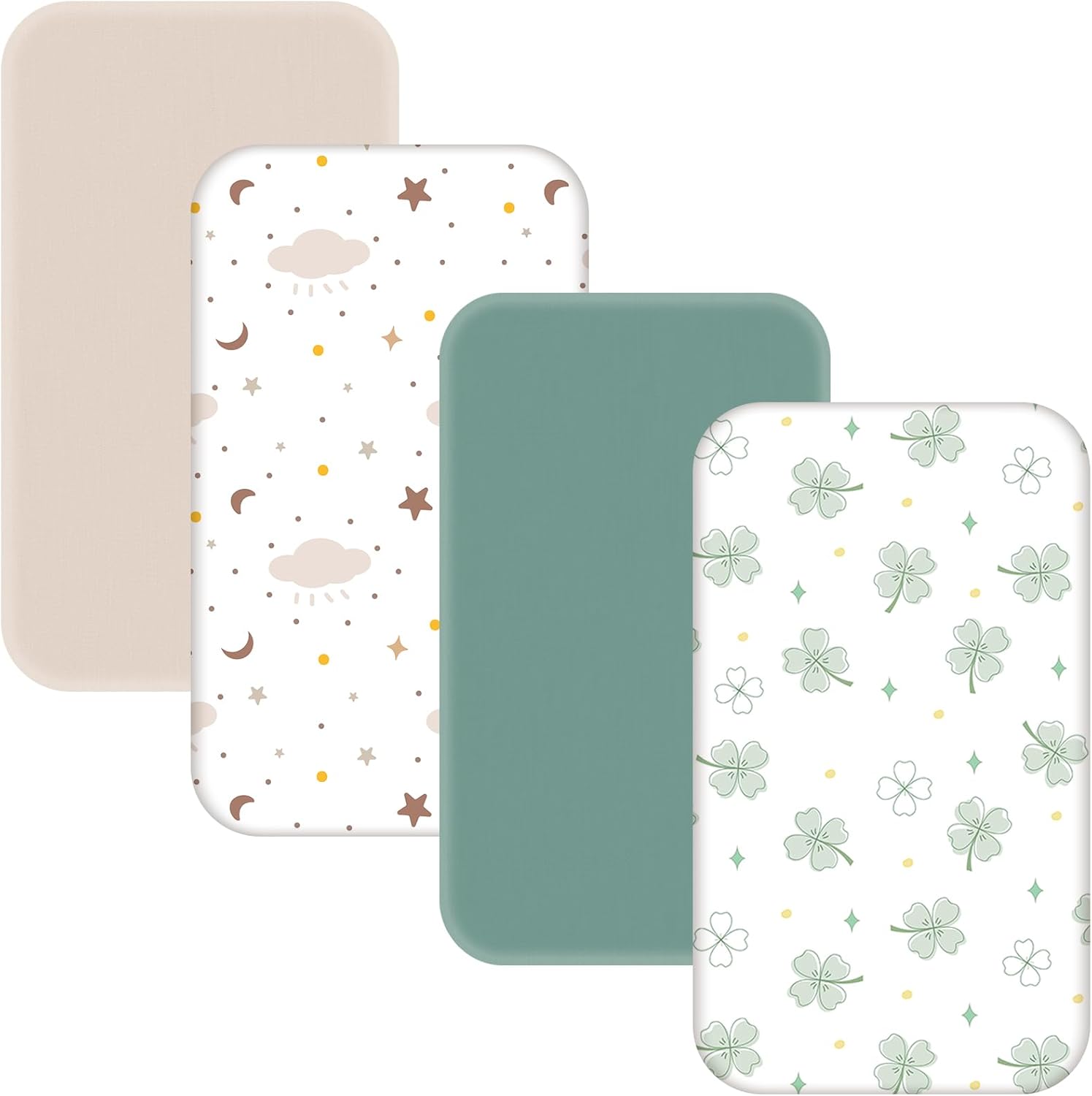 NacoMoco 4 Pack Bassinet Sheets 33x20 inch front view