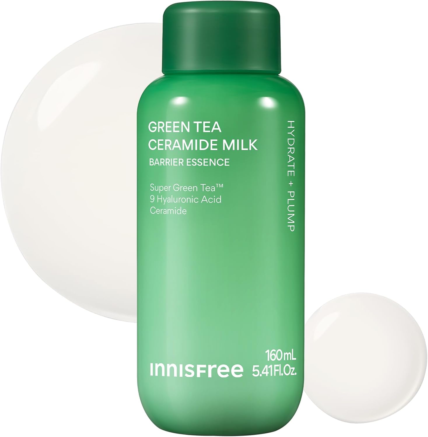 Innisfree Green Tea Ceramide Milk 160ml bottle front view for Korean skincare routine
