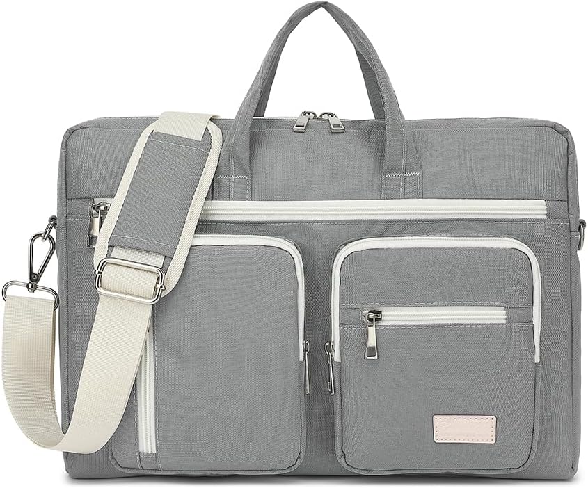 Canvaslife laptop shoulder bag front view in gray