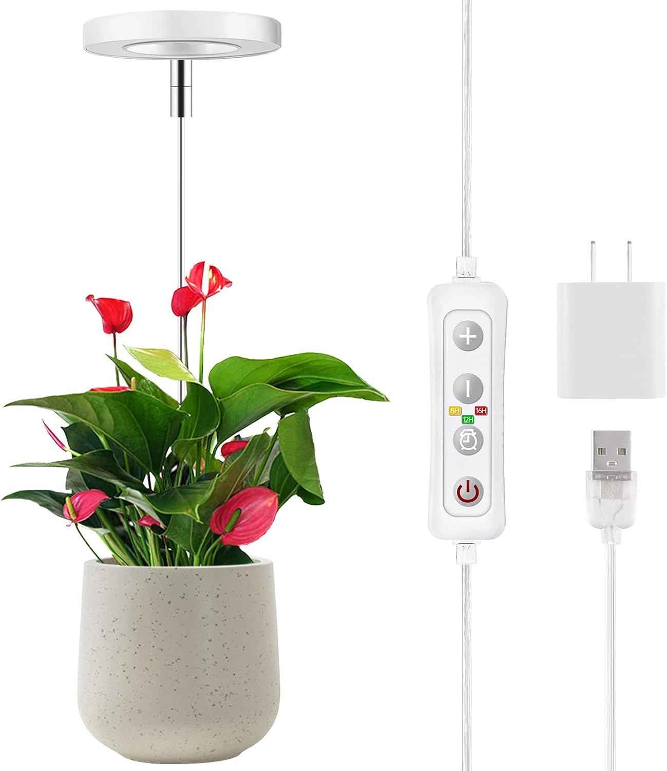 Grow Lights for Indoor Plants, ROMSTO LED Full Spectrum Plant Light for Indoor Plants, Height Adjustable Grow Light with 10 Dimmable Brightness, 8/12/16H On/Off Timer, Ideal for Small Plants,1 Pack - Image 1