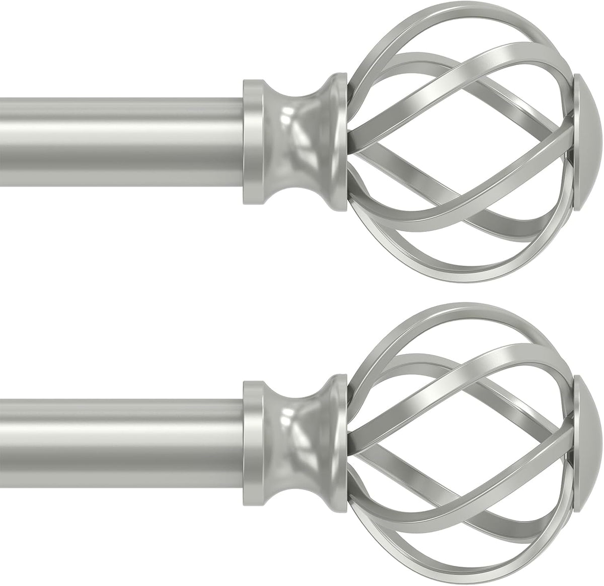 VOIIY Silver Curtain Rod 30-42 Inch, Adjustable Curtain Rods for Windows | 3/4 Inch Decorative Window Treatment Rods, Heavy Duty Metal Drapery Rod with Twisted Cage Finials for Bedroom - Image 11