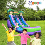 Pogo Bounce House slide inflated in a backyard setting