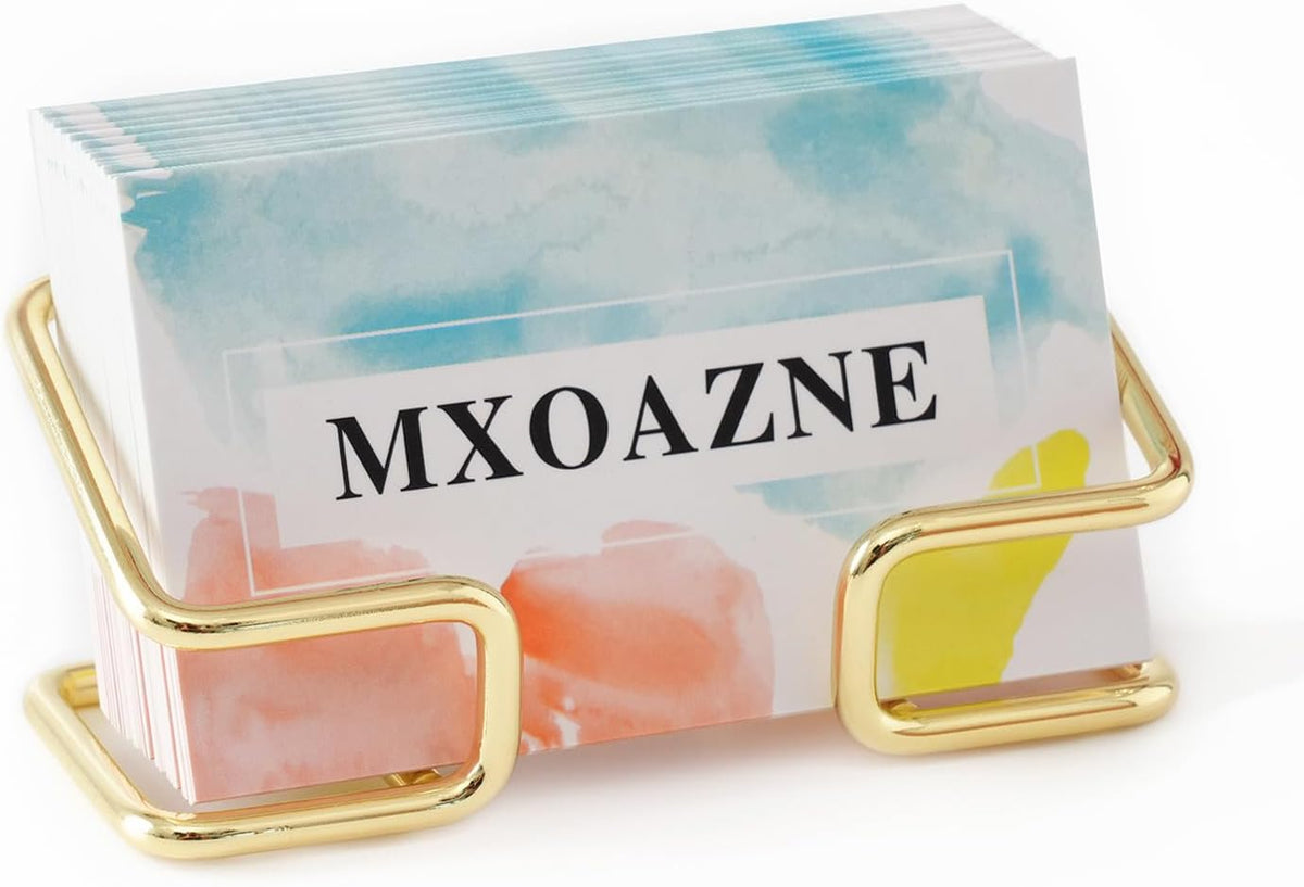 MXOAZNE gold business card holder front view display