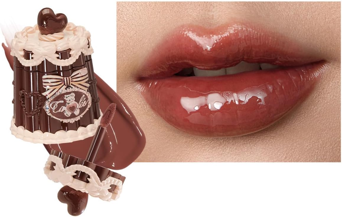Flower Knows The Sweetie Bear Coating Lip Jelly in JE09 Toffee front view showing mini canelé design packaging.
