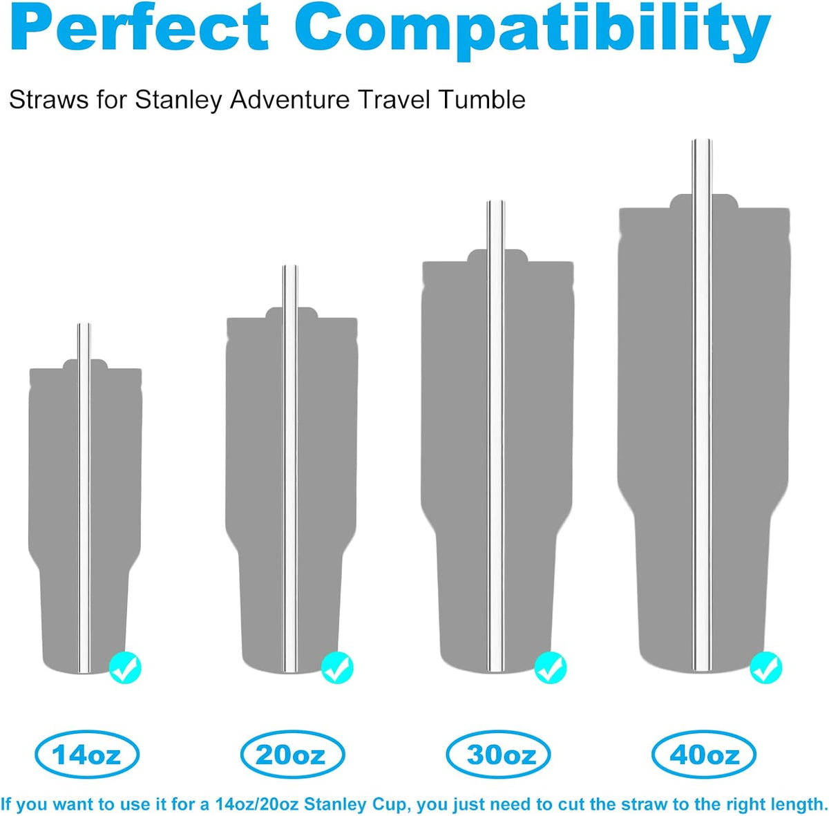 Long plastic straws measured for 40 ounce travel cups