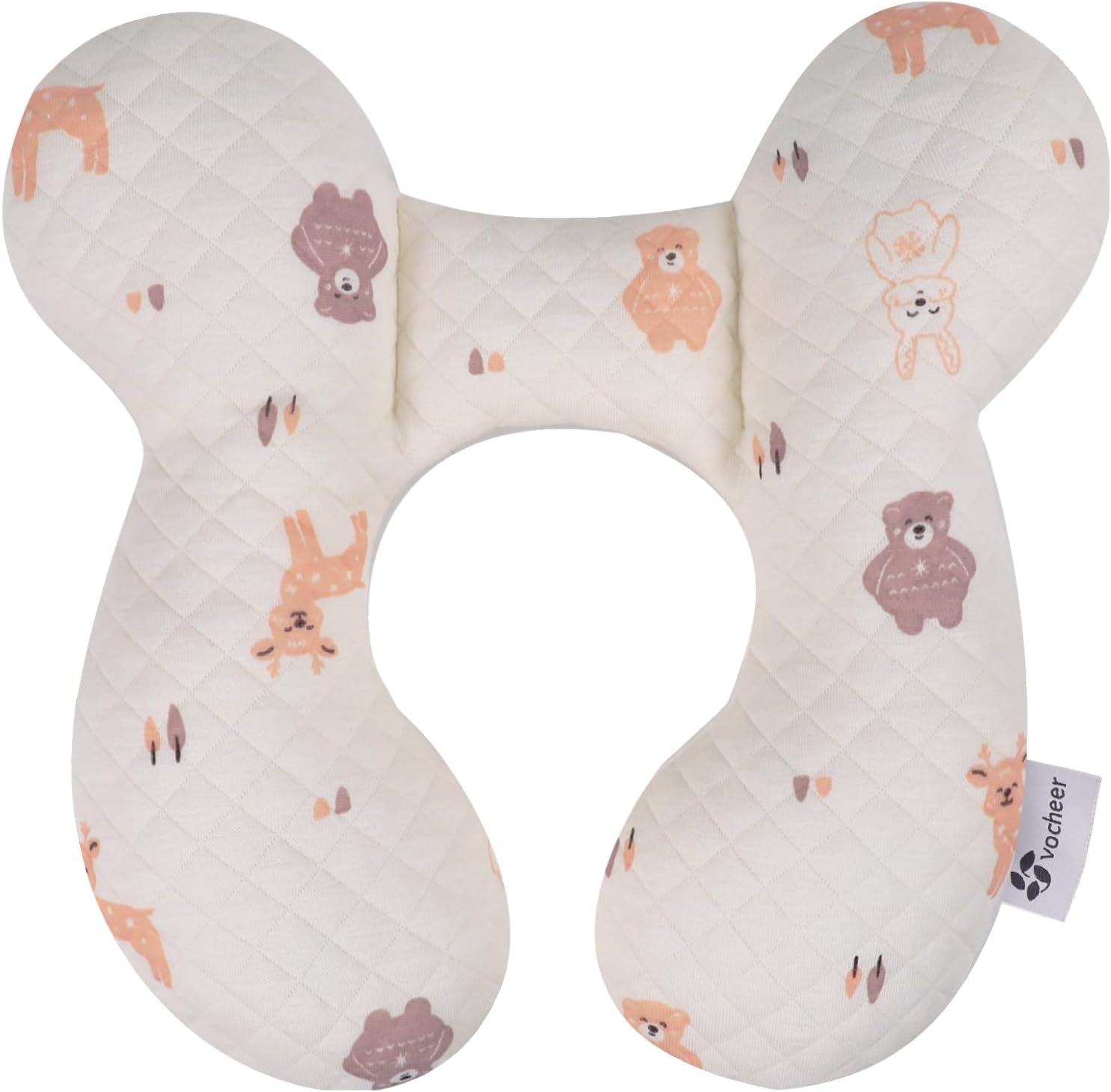 Vocheer baby neck pillow front view showing the deer pattern.
