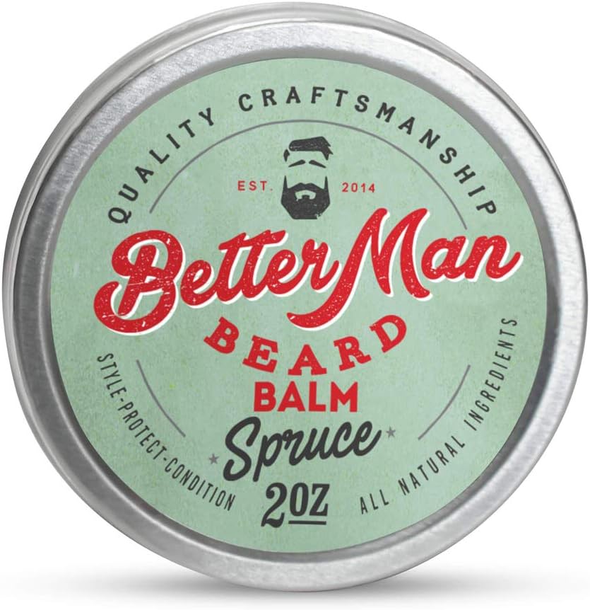 Better Man Beard Balm packaging close-up shot