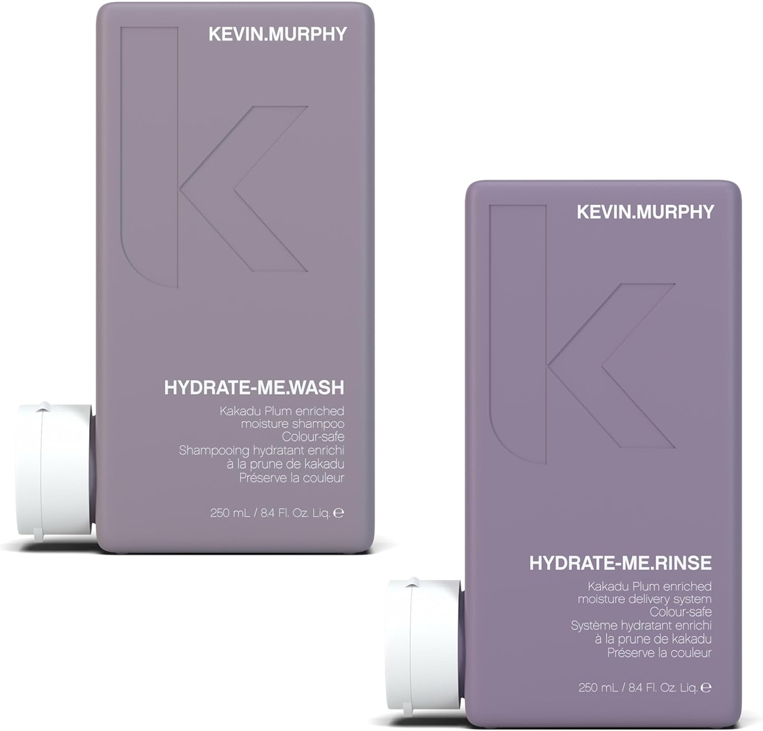 KEVIN.MURPHY HYDRATE-ME.WASH & RINSE - Hydrating Shampoo for Natural & Coloured Hair - Moisturising Conditioner - For Dull, Parched & Dry Hair - 250 mL / 8.4 fl oz - 2 Pack - Image 1