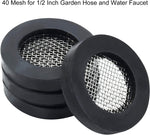 Close up of stainless steel mesh screen on rubber washer