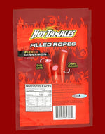 Close up of Hot Tamales cinnamon chewy candy ropes