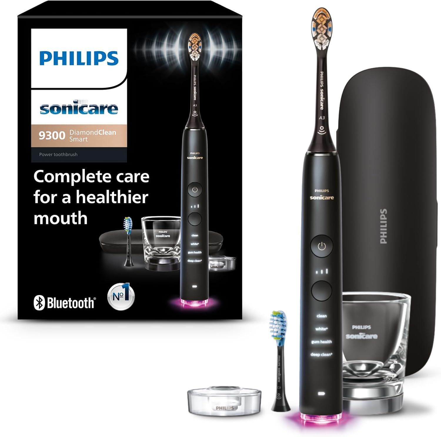 Philips Sonicare DiamondClean Smart 9300 black handle front view