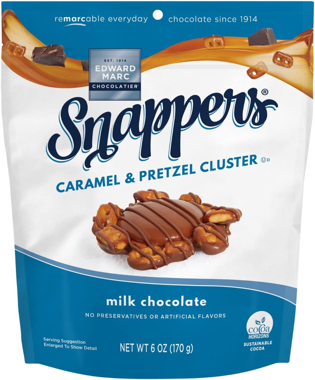Edward Marc Snappers Sweet Caramel & Pretzels Cluster - Crunchy Pretzel Snack With Dark Chocolate & Sea Salt For Adults And Kids - 6 oz (pack of 1) - Image 6