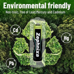 Zephnixa low self discharge AAA batteries arranged to show the premium leak protection seal.