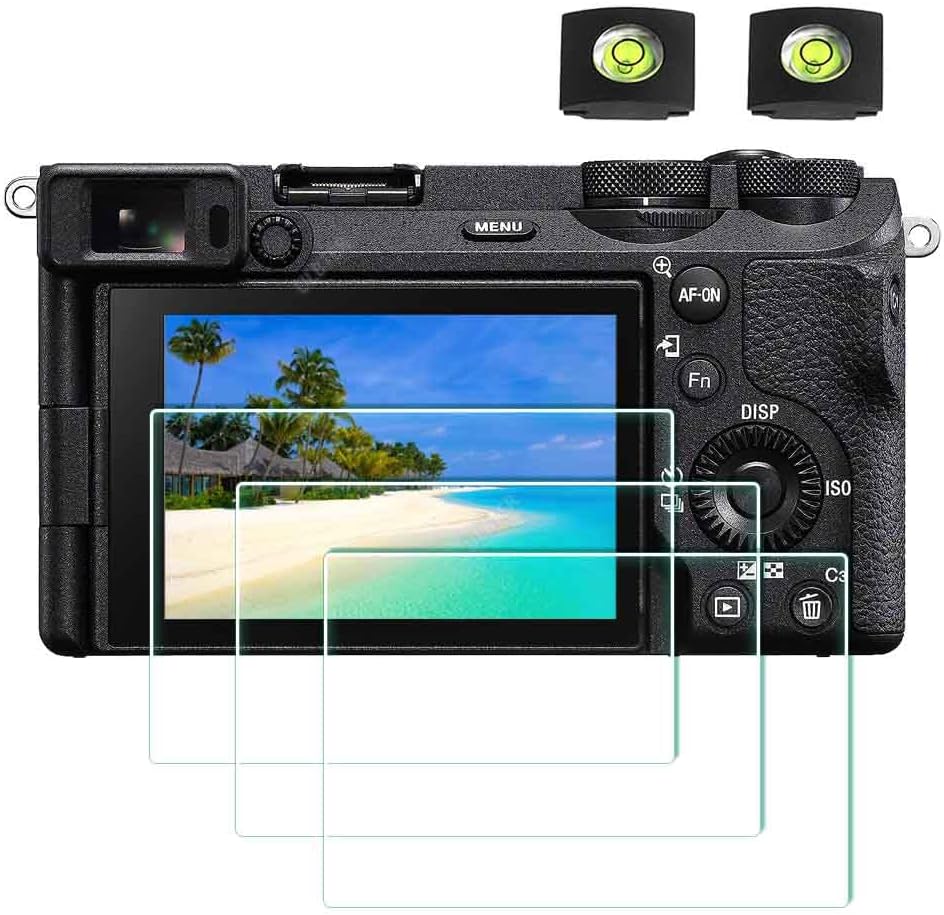 ULBTER camera tempered glass screen protector front view showcasing premium packaging for Sony Alpha cameras.