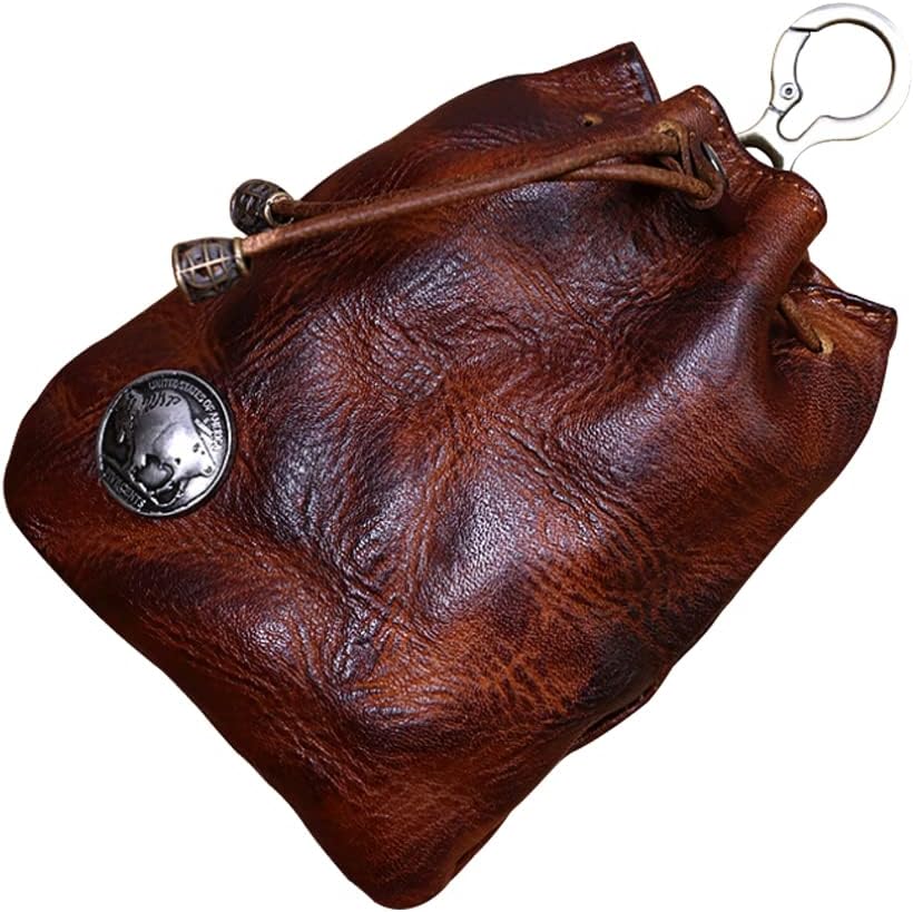 Wugebud leather mini medieval pouch keychain front view