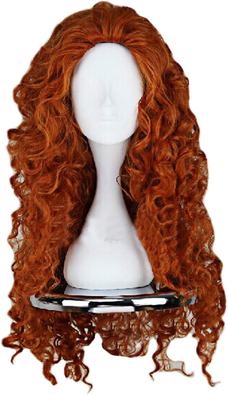 Angelaicos women long brown wavy Merida wig front view