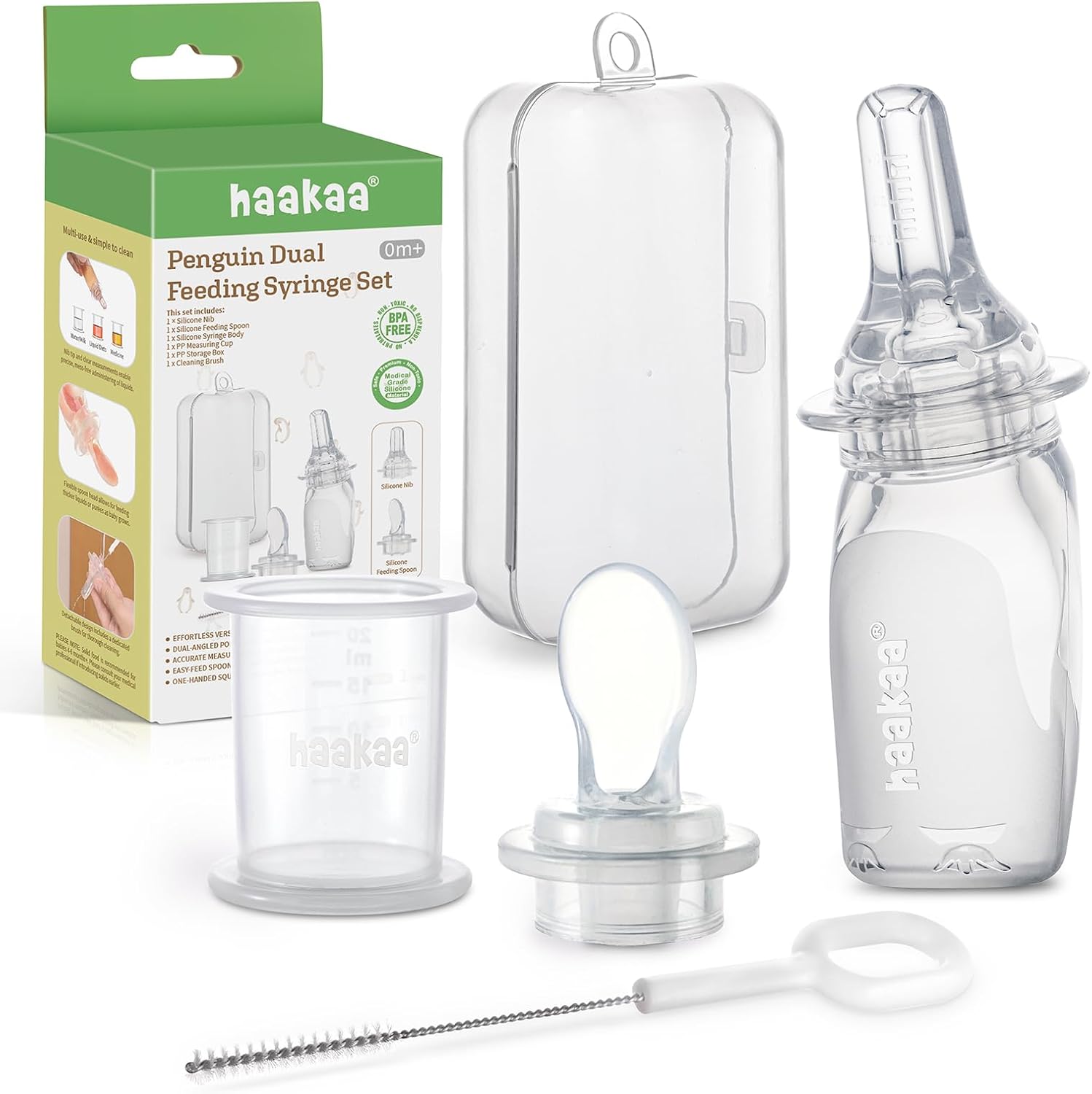 Haakaa Penguin Dual Feeding Syringe Set front view