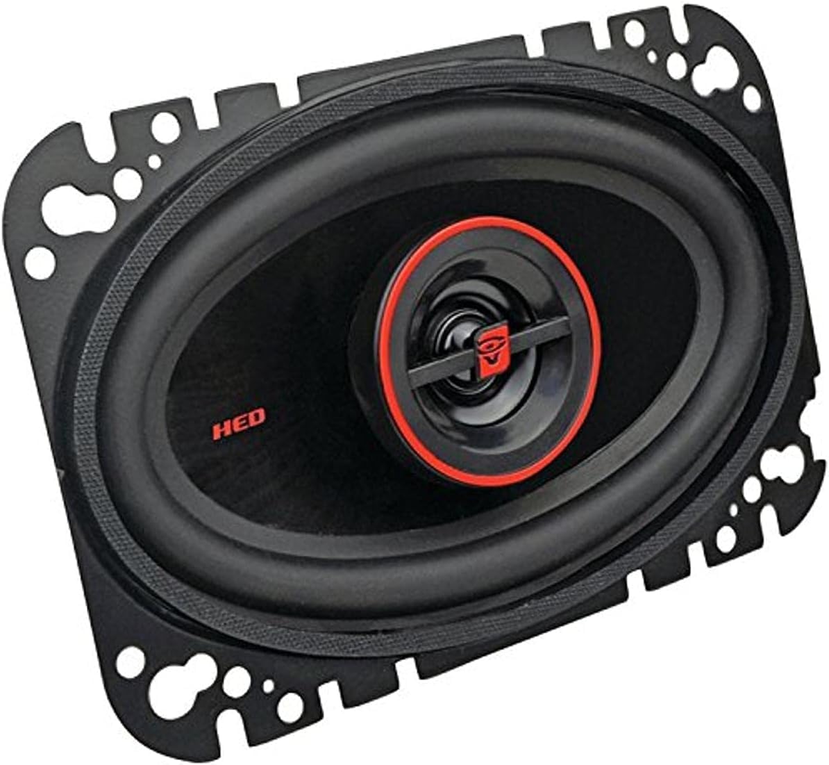 Cerwin-Vega H746 car speaker front view showing graphite cone and red accent