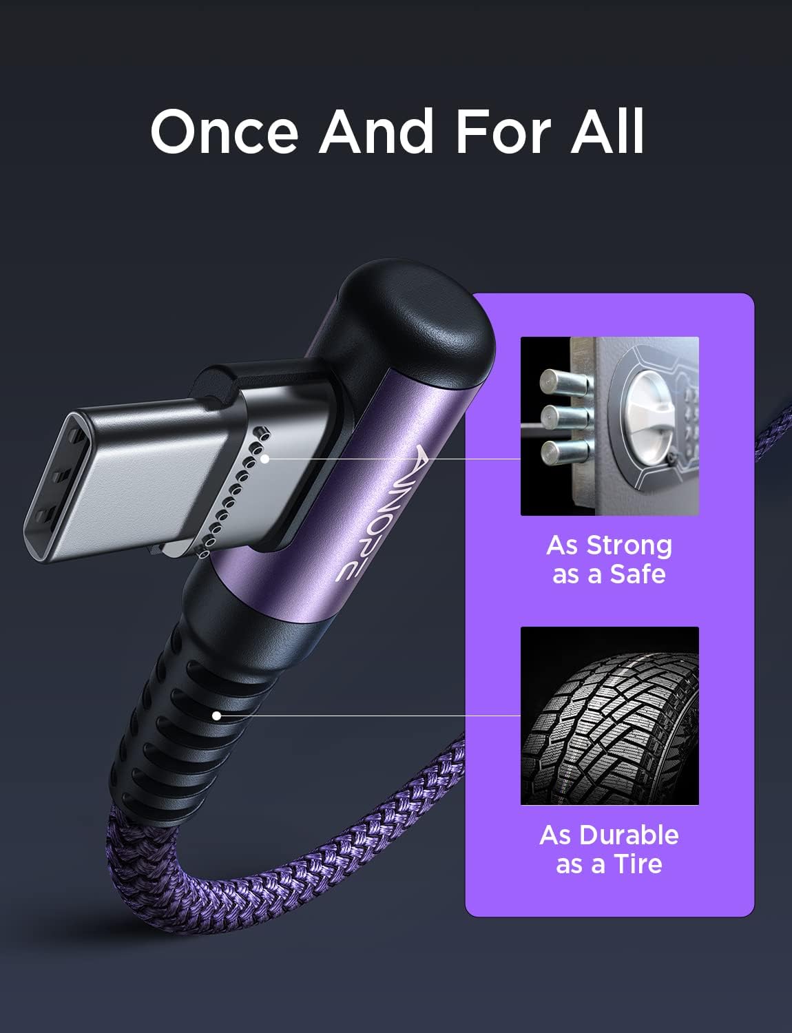 Demonstration of the flexible and durable nylon braided texture of the AINOPE cable.