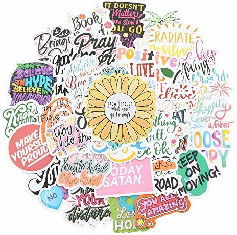 Yomela positive affirmation waterproof vinyl stickers applied neatly onto a water bottle