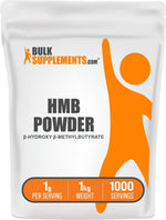 BulkSupplements Calcium HMB powder bag showing cGMP compliance seal