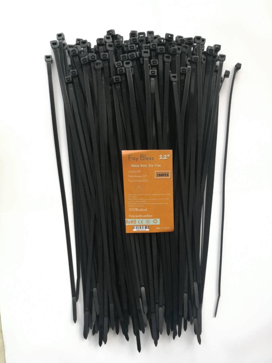 Fay Bless zip ties front view showing 200 pieces pack.