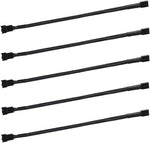 Skineat 4 pin PWM fan extension cable 5 pack front view showing the premium black braided nylon texture.