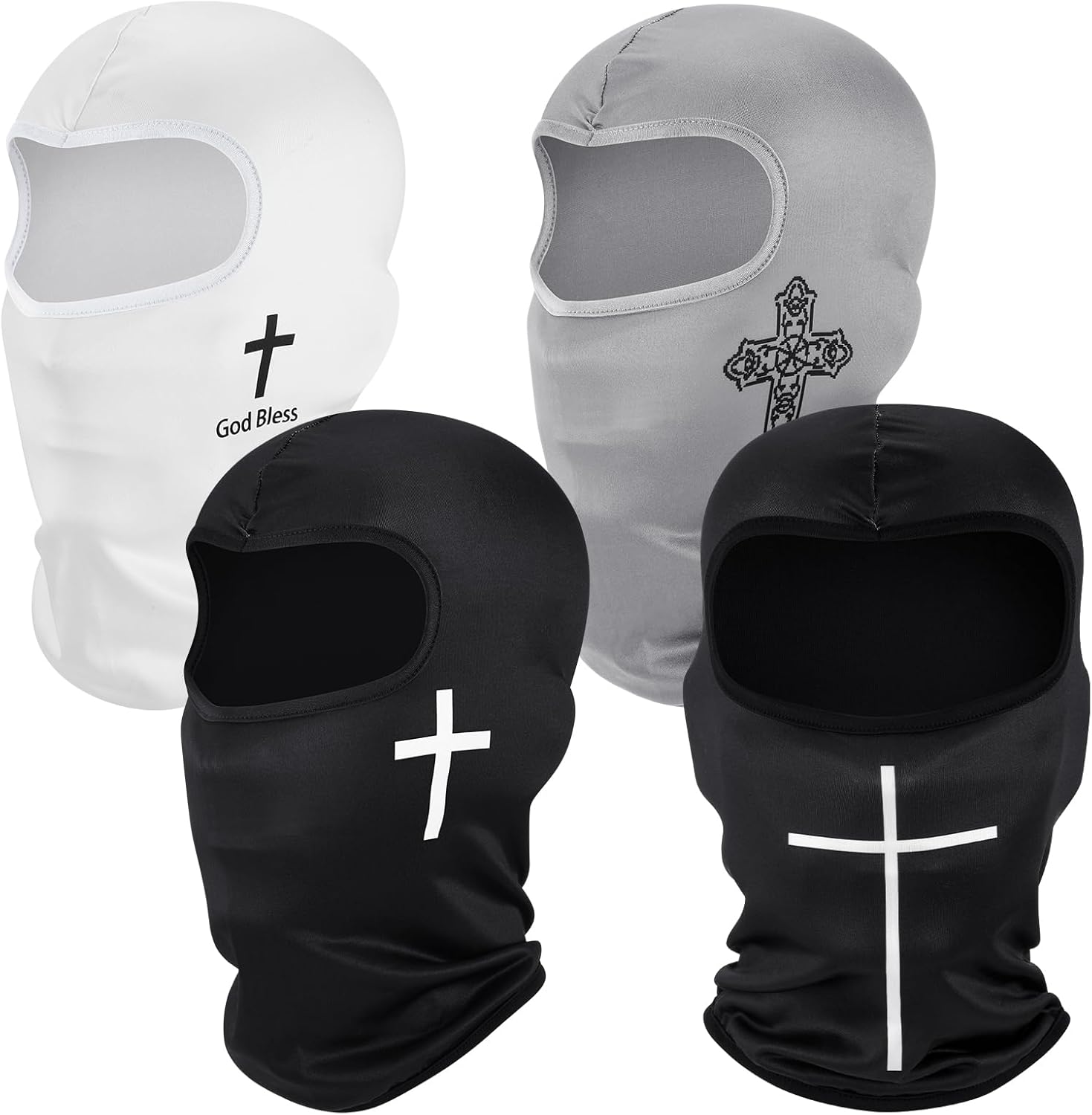 Wesiti 4 Piece Face Mask front view showing the single hole eye opening and cross knit design.
